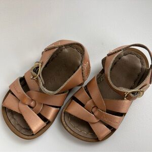 Saltwater leather sandals bronze Sz 4